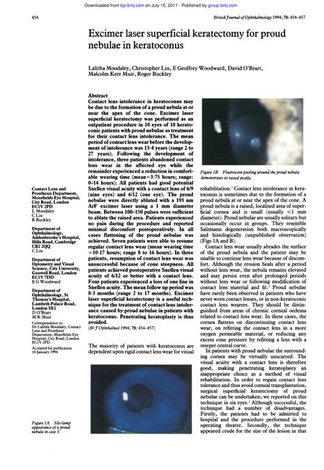 Pdf Excimer Laser Superficial Keratectomy For Proud Nebulae In
