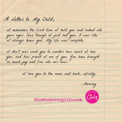 A Letter To My Child Whatever Girls