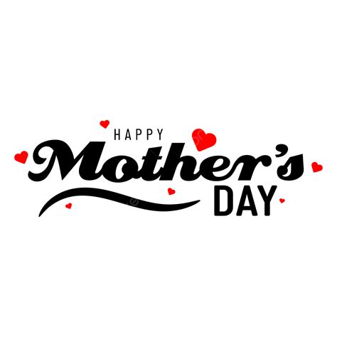 Happy Mothers Day Text With Red Heart Vector Mothers Day Text Png