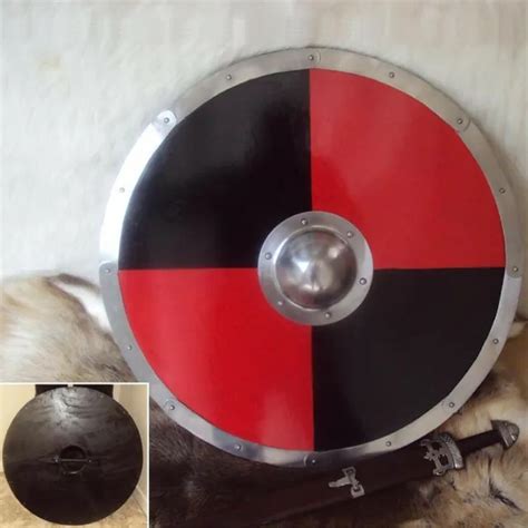 30and Red And Black Large Round Viking Shield For Re Enactment Stage Or