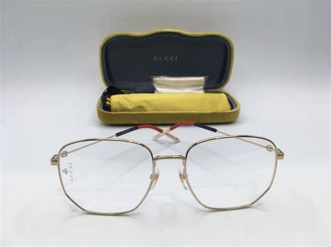 Gucci Gg0396o Womens Gold Frame Demo Lens Square Eyeglasses 56mm 889652173849 Ebay