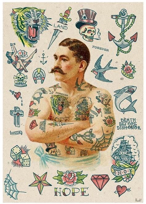 Old School Tattoo Inspired Design Wall Art Poster Wall By Prrint