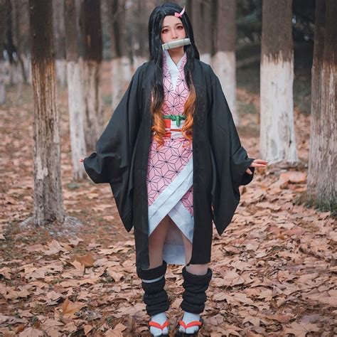 anime demon slayer kimetsu no yaiba figures kamado nezuko cosplay costume japanese kimono