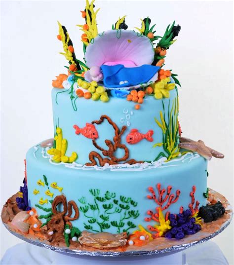 1208 Coral Reef Motif Wedding Cakes Fresh Bakery Pastry Palace