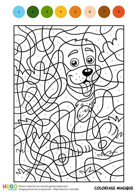 A Coloring Page With An Image Of A Dog In The Center And Numbers On It
