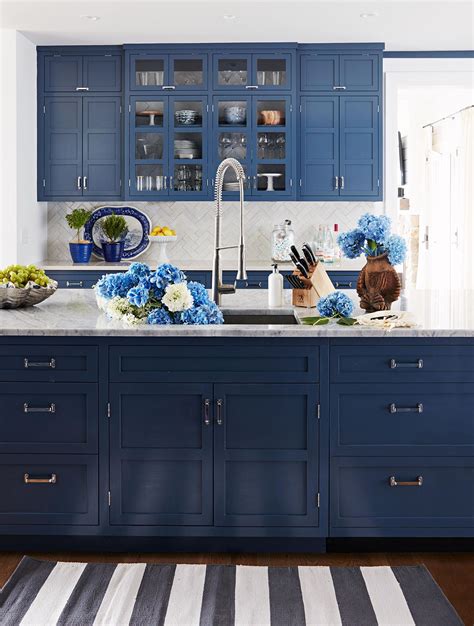 16 Ideas For Decorating With Mirrors Dark Blue Kitchens Kitchen