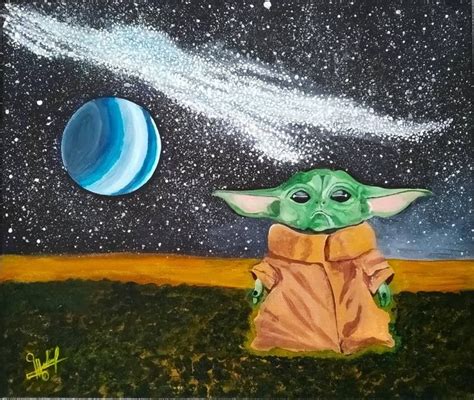 The Mandalorian Baby Yoda Painting In 2022 Canvas Art Star Wars
