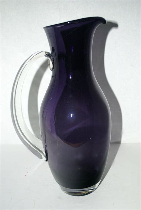 Reserved Purple Glass Hand Blown Pitcher Etsy Purple Glass Hand Blown Glass