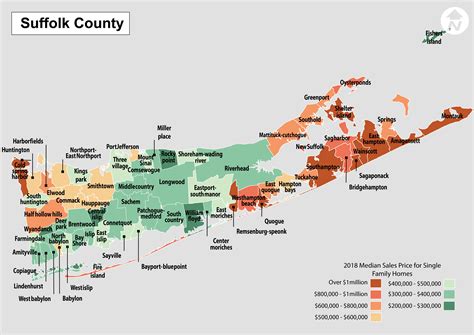 Map Suffolk County Ny Real Estate Median Sales Price 2018 Island