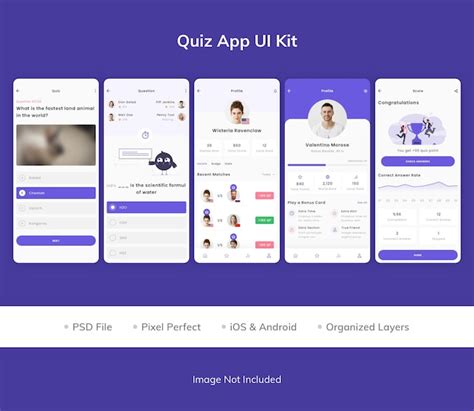 Quiz App Ui Kit Psd Premium