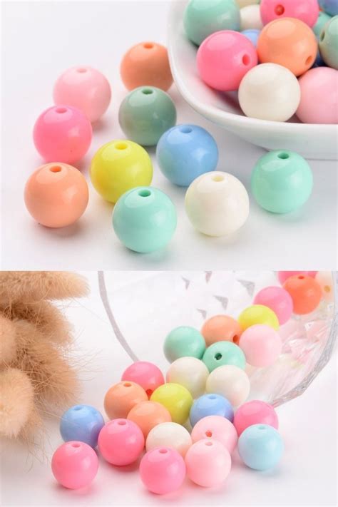 Beebeecraft Multicolor Solid Chunky Bubblegum Acrylic Ball Beads For