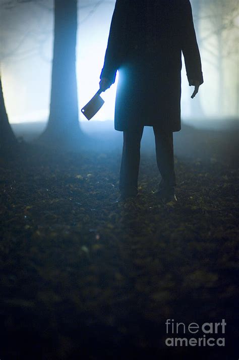 Sinister Man With Cleaver Or Hatchet At Night In Fog Photograph By Lee