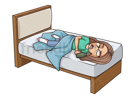 Girl Sleeping In Bed Cartoon