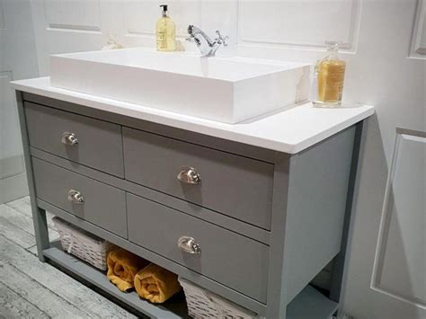 Bathroom vanity with legs is probably the best idea for creative people who want to store their toiletries and cleaning tools below the sink with exceptional storage such as basket or other unusual storage. Upcycled vanity unit ideas #BathroomVanitiesmakeover ...
