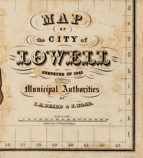 Old Map Of Lowell Massachusetts 1841 Vintage Map Of Lowell Vintage