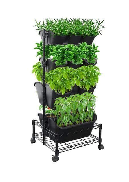 This Wheeled Planter Box Features Several Bins For You To Plant Herbs