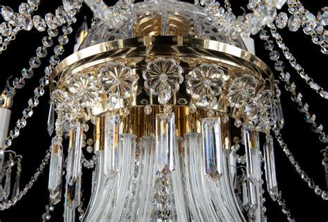 18 Arm Castle Crystal Chandelier With Decorated Glass Arms Cut Bells