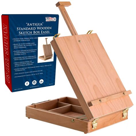 Us Art Supply Antigua Adjustable Wood Table Sketchbox Easel Premium
