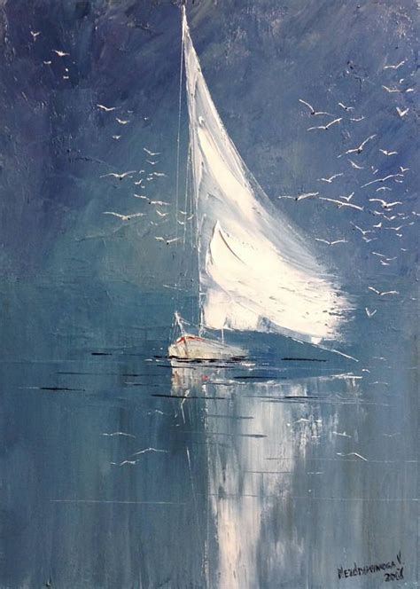 Abstract Sailboat Painting On Canvas Small Abstract Seascape En 2019