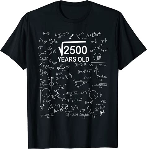 Square Root Of 2500 Math 50th Birthday T 50 Years Old T Shirt
