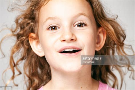 Expressive Portrait Of A Cute Girl With Wild Curls Strange Face Curly