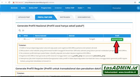 Nah, bila ingin mendownload aplikasi data prefill dapodik maka pastikan buka di website resminya. DOWNLOAD PREFILL NASIONAL PMP - tasADMIN