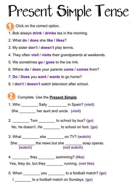 Simple Present Tense Present Simple Online Worksheet Images