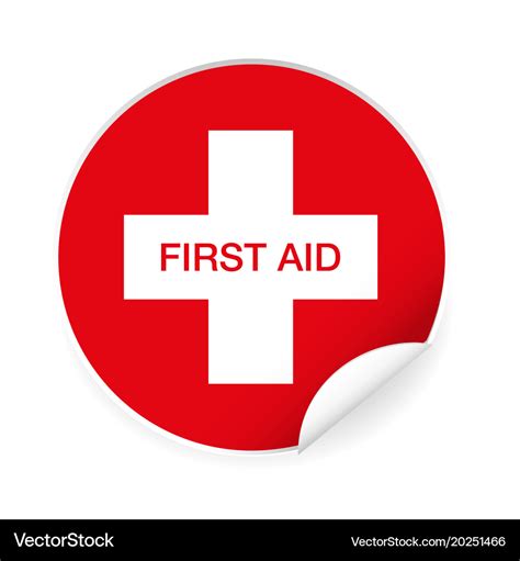 First Aid Label Sticker Royalty Free Vector Image