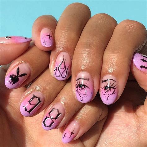 Aesthetic Nail Art18 Grunge Nails Anime Nails Cute Nails