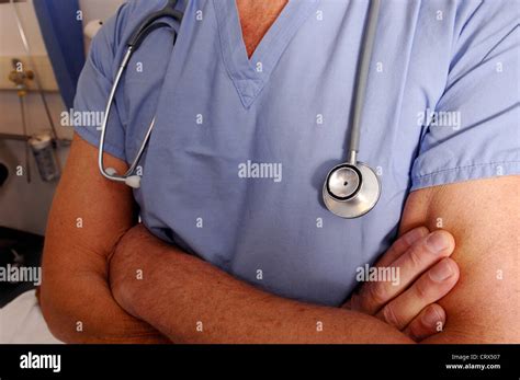 Stethoscope Wrapped Around A Medical Persons Neck Stock Photo Alamy