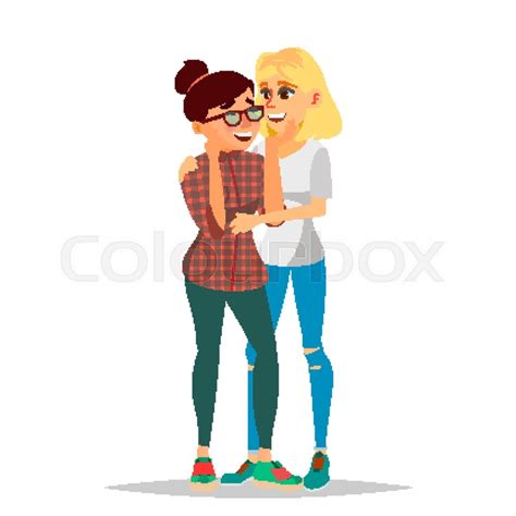 Lesbian Couple Vector Two Hugging Stock Vector Colourbox