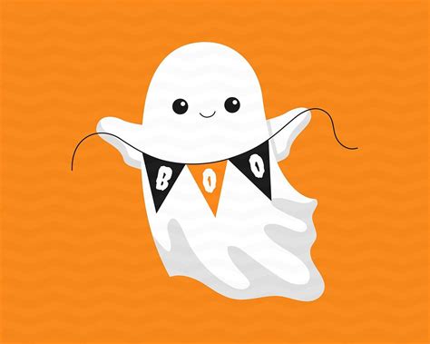 Halloween Friendly Ghost Illustration Halloween Ghost With Etsy