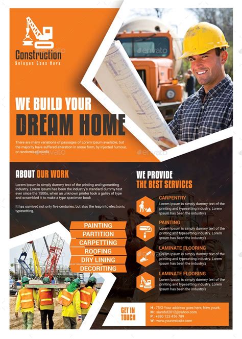 Construction Flyer Pamphlet Design Construction Business Cards