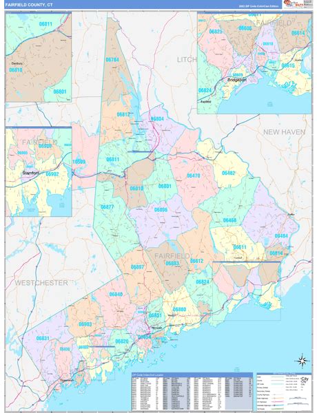 Wall Maps Of Fairfield County Connecticut