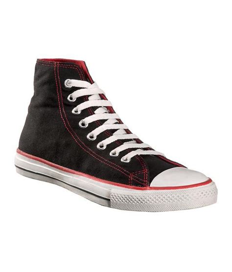 Durable rubber sole with protective rubber toe cap. Converse Black & Red Unisex High Ankle Sneakers - Buy ...