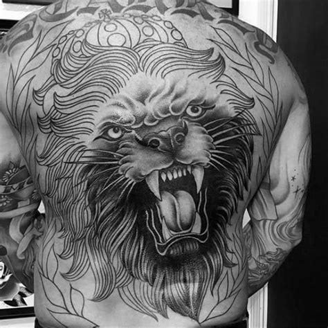 50 Lion Back Tattoo Designs For Men Masculine Big Cat