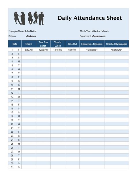 Free Printable Attendance Sheets For Teachers