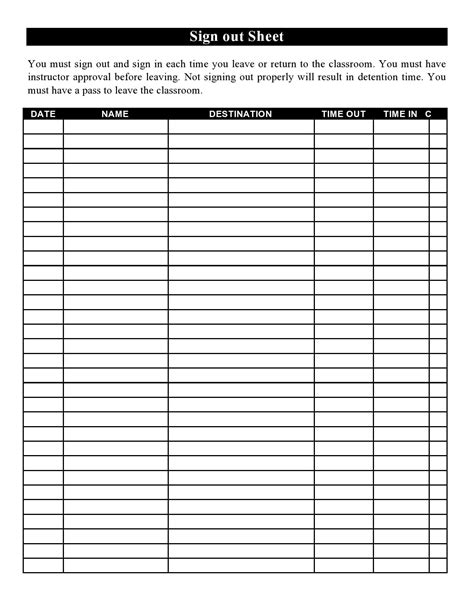 30 Printable Sign In Sign Out Sheets Best Templates Artofit