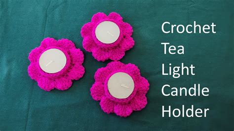 How To Crochet Very Easy Beautiful Tea Light Candle Holder लोकरीचे