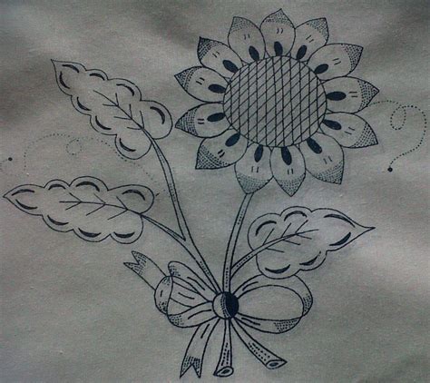 A Drawing Of A Sunflower With Ribbons On It