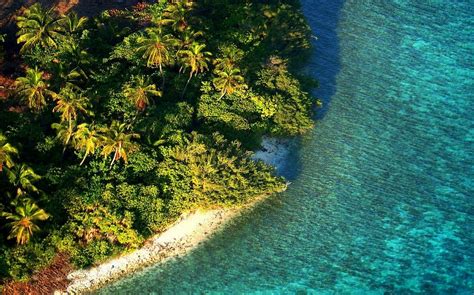 Nature Landscape Aerial View Island Beach Maldives Tropical Sea