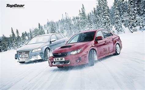 Subaru Wrx Sti Audi Snow Winter Drift Top Gear Hd Wallpaper Cars