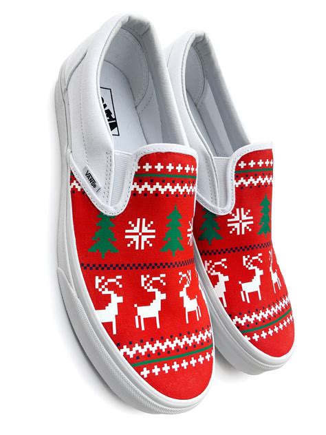 Custom Vans Ugly Christmas Sweater Canvas Shoes Etsy