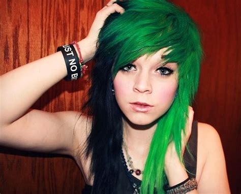 Half Black Half Greend Awesome Alternative Hair Emo