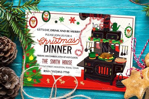 Vintage barbecue party invitation bbq food flyer vector. BBQ Party Vintage Posters | Christmas dinner invitation ...