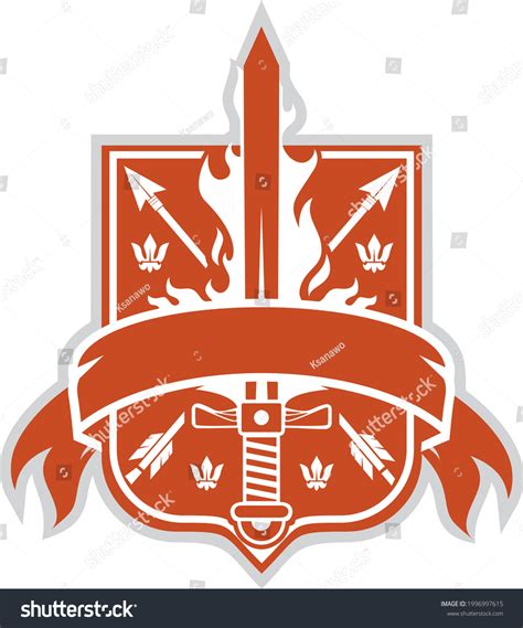 Emblem Shield Sword Arrows Vector Illustration Stock Vector Royalty
