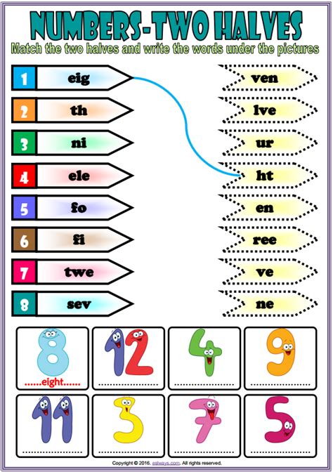 Number Chart Learn Number Vocabulary In English With Esl Pictures