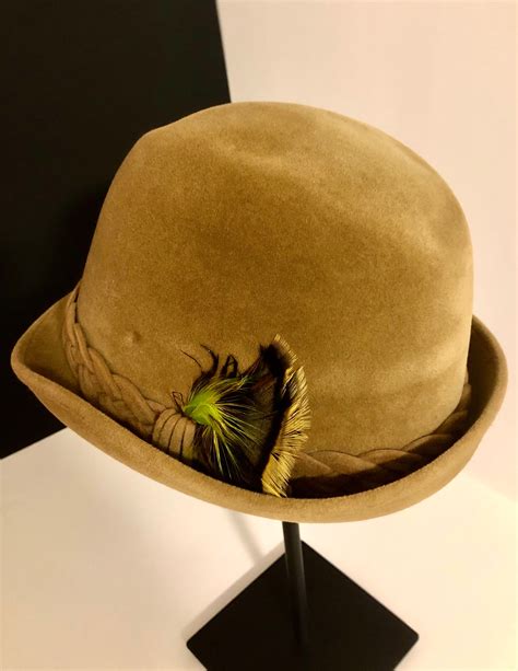 Sovereign Stetson Vintage Wool Felt Hat With Feather Tan Etsy