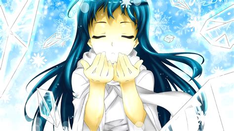 Rise of the yokai clan. Anime Anime Girls Nurarihyon No Mago Oikawa Tsurara Cold Ice Closed Eyes Blue Hair Wallpaper ...