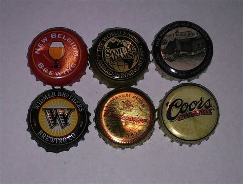 Classic Brewery Logos Beer Bottle Cap Magnet Set Of 6